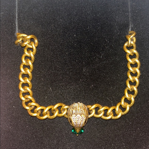 Kurt Geiger Eagle Pendant Chunky Chain Gold Necklace Goldtone Crystal Detail NEW - Picture 7 of 9